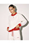 Women's Ecru-Red Detailed Tracksuit Set Oversize Two-Piece Set - 2