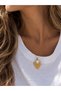 Women's Gold 316L Stainless Steel White Enamel Detailed Antique Design Necklace "Aegis Necklace" - 3