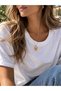 Women's Gold 316L Stainless Steel White Enamel Detailed Antique Design Necklace "Aegis Necklace"