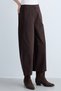 Women's High Waist Wide Leg Pants with Pocket Detail - Brown - 6