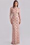 Stone and Cape Detailed Lace Guipure Exclusive Hijab Evening Dress Pudra 1110 - 4