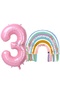 Rainbow 3 Year Old Balloon Set Mermaid Rainbow Concept Balloon and Pink Number Balloon - 2