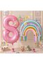 Rainbow 8 Year Old Balloon Set Mermaid Rainbow Concept Balloon and Pink Number Balloon