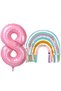 Rainbow 8 Year Old Balloon Set Mermaid Rainbow Concept Balloon and Pink Number Balloon - 2