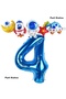 Navy Blue Color Number Balloon Space Concept 4 Year Old Birthday Balloon Set Galaxy Astronaut Space Party - 3