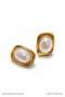 Gold Old Money Steel Women's Earrings with Big Pearl Detail