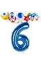 Navy Blue Color Number Balloon Space Concept 6 Years Birthday Balloon Set Galaxy Astronaut Space Party - 3