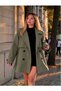 Women's Khaki Belted Windbreaker Short Double-Breasted Trench Coat - 3