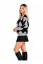 Gray Navy Blue Baklava Crew Neck Oversize Women's Knitwear Sweater - 4