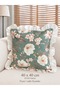 Roza Magnolia Flower Patterned Green / Ecru Ruffled Throw Pillow Cover 1 Pc - 5