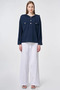 Hooded Rayon Sweatshirt Dark Navy Blue - 3