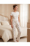 Women's 3-Piece Pajama Bottom Set - Single Jersey Fabric, Cotton, Laci Pattern - 4