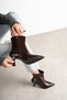 Women's Patent Leather Pointed Toe Thin Heeled Stylish Daily Winter Boots (9cm) - 6