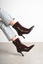Women's Patent Leather Pointed Toe Thin Heeled Stylish Daily Winter Boots (9cm) - 7