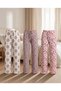 Women's 3-Piece Pajama Bottom Set - Single Jersey Fabric, Cotton, Apple Print - 2
