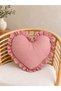 Pearl Pink Ruffled Heart Vintage Stuffed Throw Pillow Valentine's Day - 2