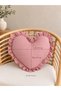 Pearl Pink Ruffled Heart Vintage Stuffed Throw Pillow Valentine's Day - 3