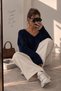 Women's Drapey V-Neck Selanik Knit Basic Sweater