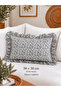 Cotton Cotton Fabric Gray Mini Floral Ruffle Throw Pillow Cover 1 Pc - 2