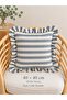 Lina 100% Linen Ruffled Throw Pillow Cover Blue Ecru - 3