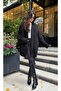 Women's Black Shawl Collar Knitwear Cardigan |   Oversize & Comfortable Model - 2