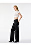 High Waist Straight Leg Denim Trousers with Stoned Buttons - Straight Fit Jeans - 3