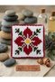 Bath Washcloth Wool Hand Knitted Dowry Square Floral Patterned Red Dark - 2
