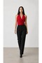 Drape Detailed Degaje Collar Open Back Halter Neck Red Blouse - Standard Size - Stretchable Fabric - 3