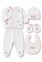 Baby Girl Hospital Discharge Newborn Luxury Rose Embroidered 100% Cotton Bodysuit Set 5 Pieces Baby Gift