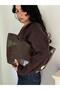 Women's Patent Leather Brown Begonia Model Double Handle Handbag