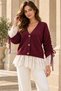 Women's Lace Detailed Gathered Sleeve Tie-Up Buttoned Knitwear Cardigan 8012 - 4