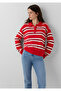 Striped Polo Collar Red Knitwear Regular Fit / Normal Cut 1711026-91568 - 3