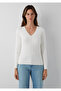 V-Neck Ecru Knitwear Slim Fit 1710911-70057 - 3