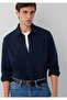 Navy Blue Knitted Shirt Regular Fit / Normal Cut 0212114-80872 - 2