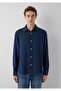 Navy Blue Lyocell Shirt Regular Fit / Normal Cut 0212086-85481 - 3
