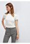 Piping Detailed Ecru Crop T-Shirt Fitted / Body-Fitting Cut 1614357-70057 - 2