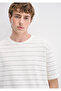 Striped Ecru T-Shirt Loose Fit / Comfortable Loose Cut 0613641-70055 - 2