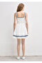 Square Collar White Dress with Piping Detail 1310929-70057 - 7