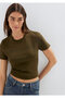 Manhattan Printed Green T-Shirt Fitted / Bodycon Cut 1614317-80769