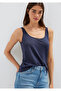 Navy Blue Linen Athlete T-Shirt Fitted / Body-Fitting Cut 1614308-91598 - 2