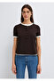 Wool Blend Double Layered Brown T-Shirt Slim Fit / Narrow Cut 1614114-90892 - 5