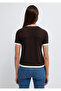 Wool Blend Double Layered Brown T-Shirt Slim Fit / Narrow Cut 1614114-90892 - 7