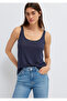 Navy Blue Linen Athlete T-Shirt Fitted / Body-Fitting Cut 1614308-91598