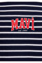 Logo Printed Striped Navy Blue T-Shirt Loose Fit / Comfortable Loose Cut 0613600-84371 - 8