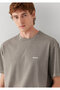 Logo Printed Gray T-Shirt Loose Fit / Comfortable Loose Cut 0613346-85309 - 2