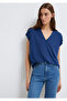 Soft-Premium Navy Blue (TENCEL™ ™ ) Modal Blended V-Neck T-Shirt Regular Fit / Normal Cut 1612250-704 - 3