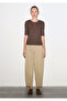 Button Detailed Brown T-Shirt Fitted / Bodycon Cut 1613852-71603 - 4