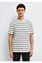 Striped Ecru T-Shirt Loose Fit / Relaxed Comfortable Cut 0613138-70057 - 4