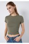 Green Basic Crop T-Shirt Crop / Short Cut 1600814-86961 - 3