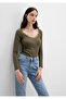 Long Sleeve Khaki T-Shirt Fitted / Slim Fit 1613851-87538 - 2